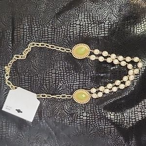 Faux jade and pearl necklace